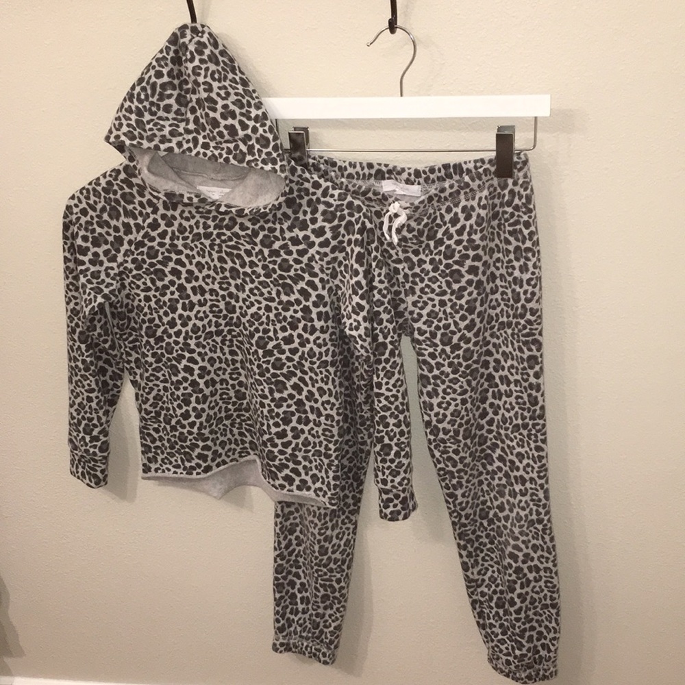 Leopard Sweatpants and Hoodie gray Set Size M & L
